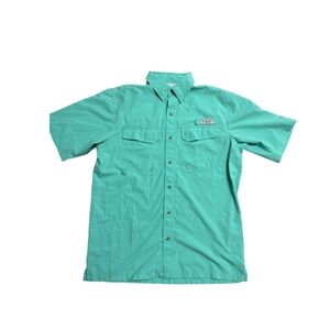 Bimini Bay Outfitters LTD Mens Short Sleeve Fishing Shirt Teal Size Medium